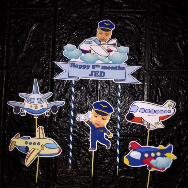 AIRPLANE PILOT PERSONALIZED CAKE TOPPER SET CAKE DECOR SET | Shopee ...