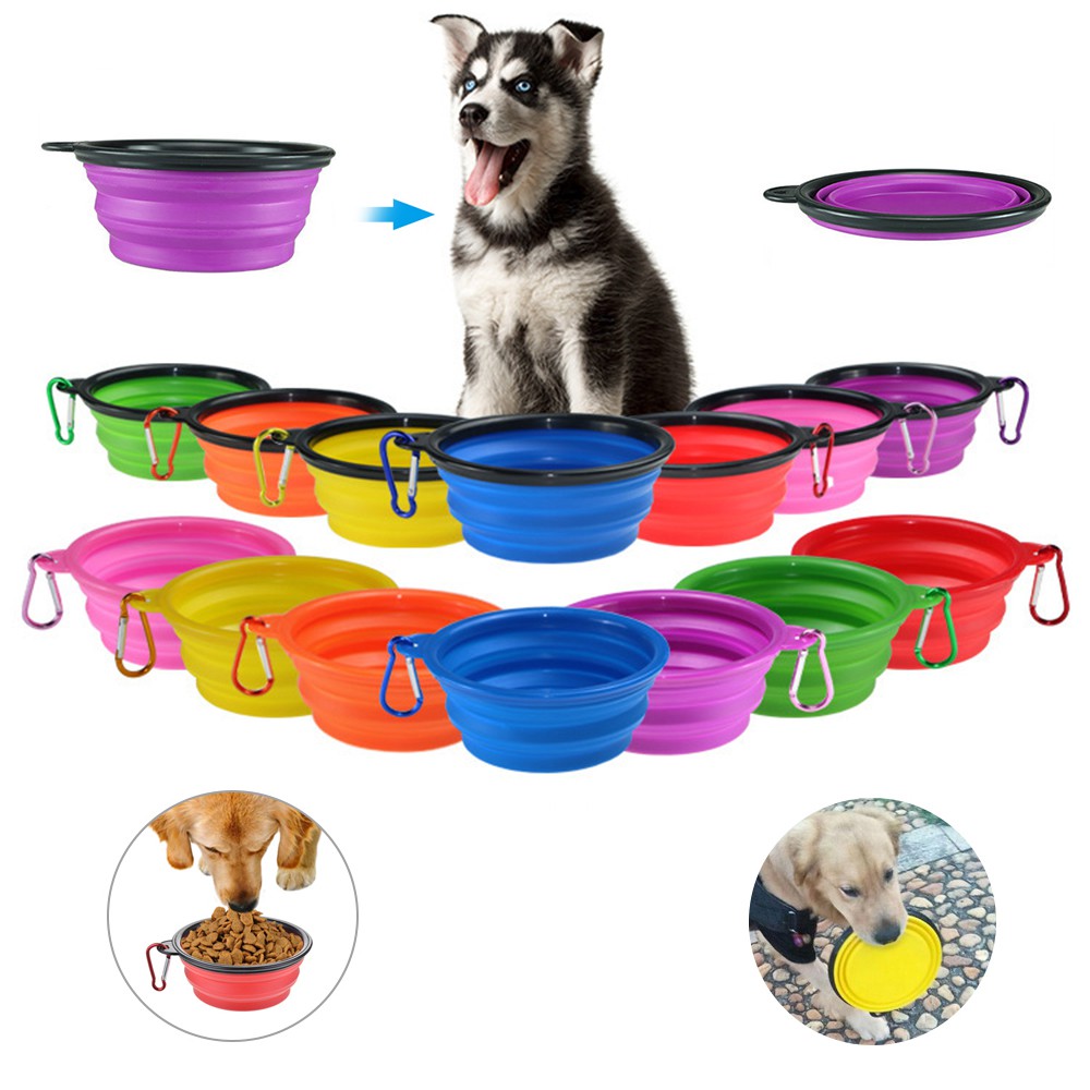 Dog Travel Silicone Bowl Portable Foldable Collapsible Pet Cat Dog Food Water Feeding Travel