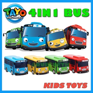 The Little Bus 4 In 1 Playset Pull Back Kids Toys Small Tayo Bus 4 In 1 Bus Car（hot） #4