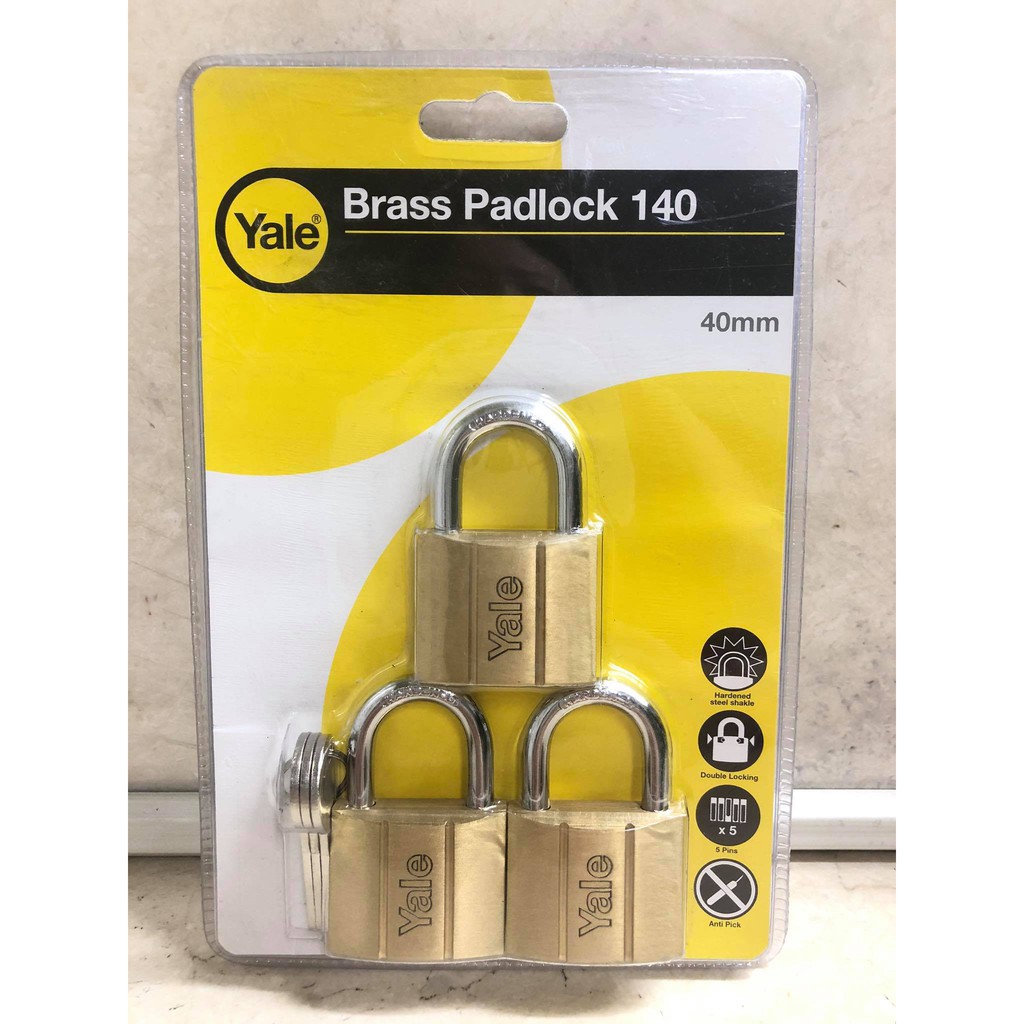 Yale Brass Padlock V140 Set of 3 (50mm, 40mm, 30mm and 25mm) Shopee