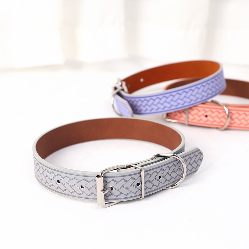 【Ready Stock】┋™Pet New Creative Meaning Safe Woven Printing Pu Leather Cat and Dog Collar Style Sim