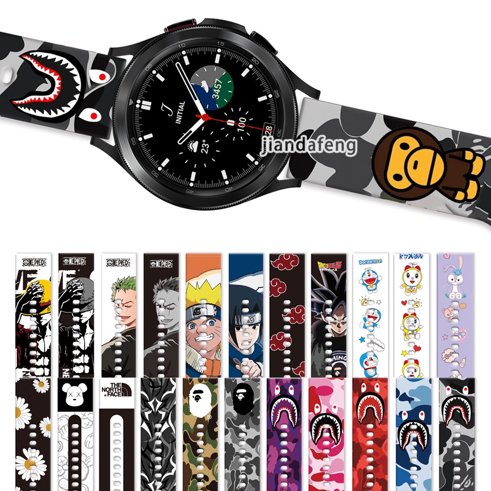 Tide Brand Camouflage Printed Strap Silicone Anime Pattern band For Samsung Galaxy Watch 4 Classic 42/46mm 40/44mm