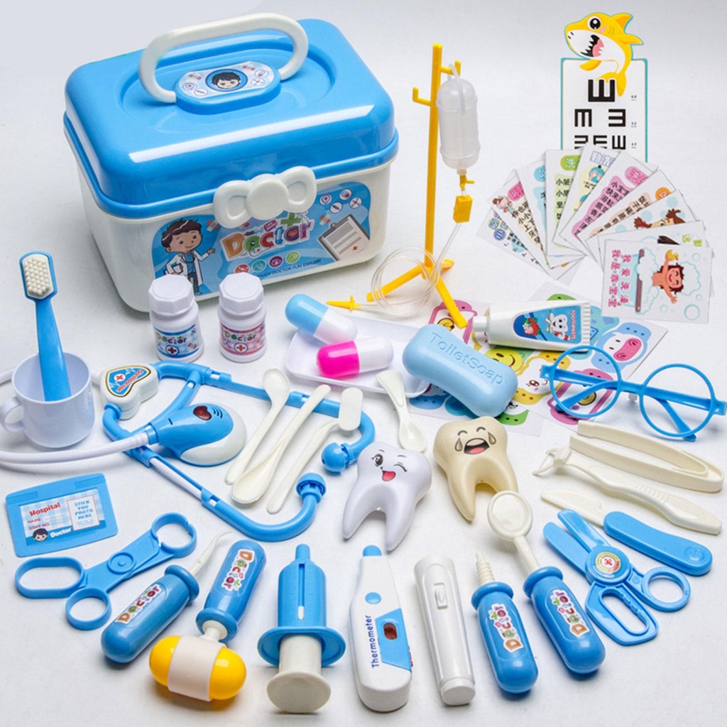 Doctor Medical Equipment Stethoscope Toy Set Children Play Storage Box