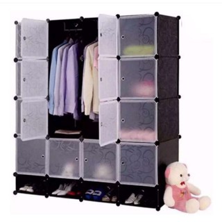 GSDPK-HIgh quality 16 Cubes Doors DIY Storage Cabinet with Bottom Shoe Rack #4
