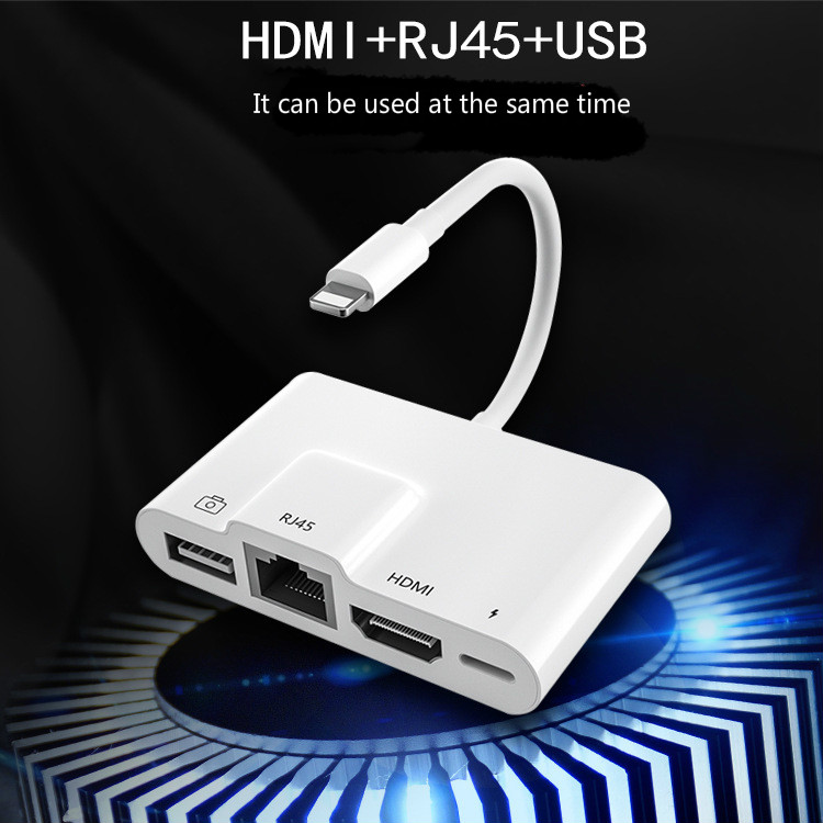 Lightning to 100Mbps Lan RJ45 1080P HDMI USB OTG Camera