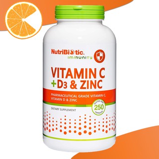 NutriBiotic Vitamin C + D3 & Zinc 250 Capsules