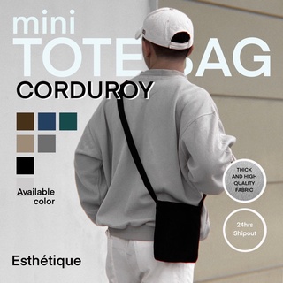 CORDUROY Mini Tote bag | Sling Bag | 2 Fabric Layer Magnet Snap | Unisex | Hooks Apparel