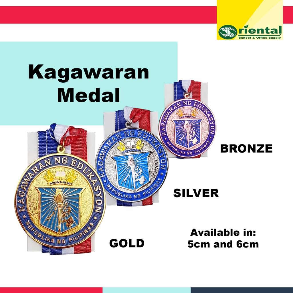 6cm. Kagawaran Medals with Blue, Red & White Lace - Gold Silver and ...