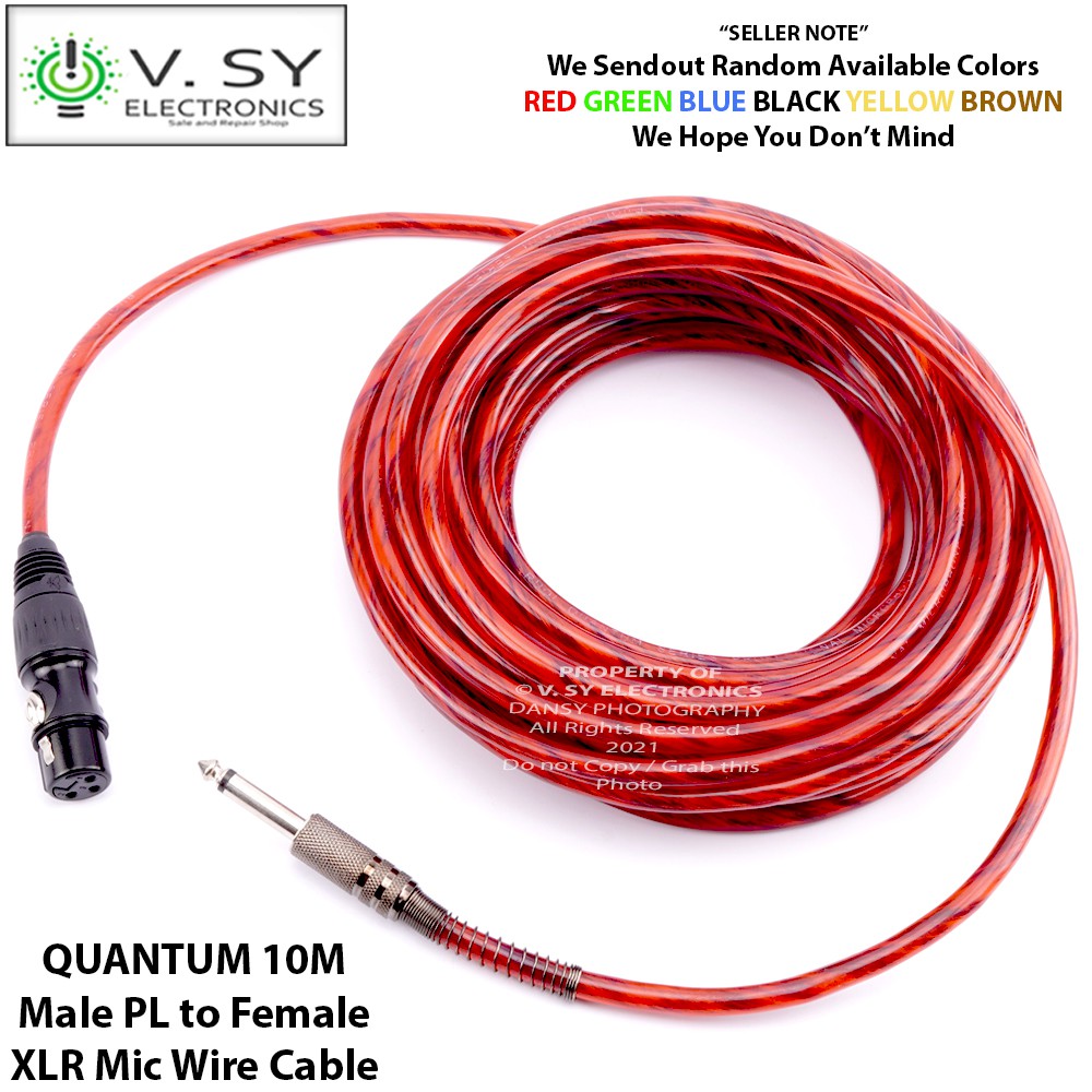 QUANTUM Premium 10M Microphone Wire XLR Female Plug to PL 6.35mm Mono Male Plug Mic Cable Audio