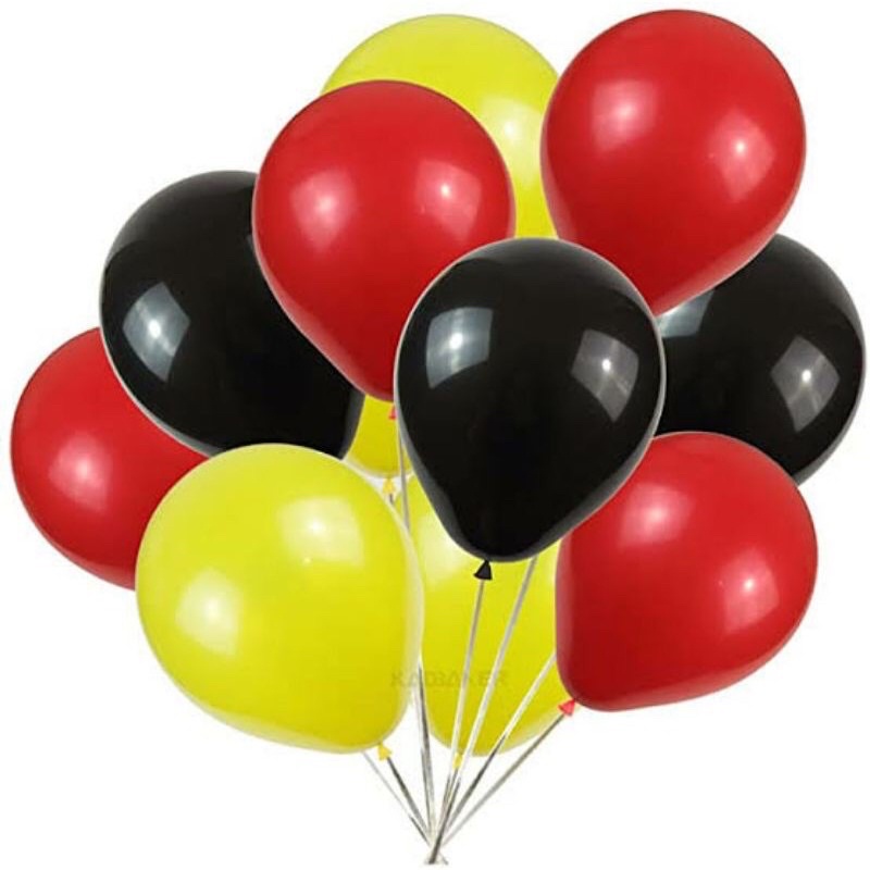 Black Yellow Red Balloons 30pcs Tricolor Party Balloon Clayland ...