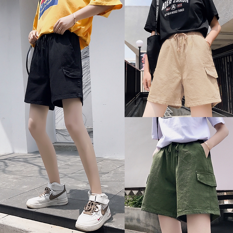 Women Korean Loose Solid Color track Shorts dolphin shorts | Shopee ...
