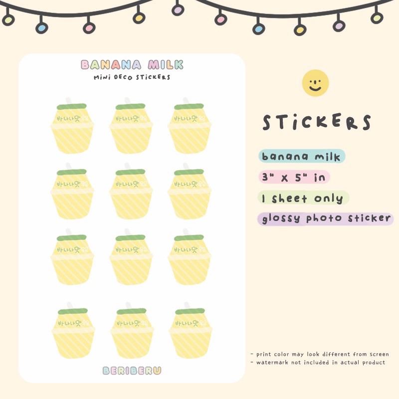 12pcs banana milk korean grocery deco stickers polcos journal kpop planner diary stationery shopee philippines