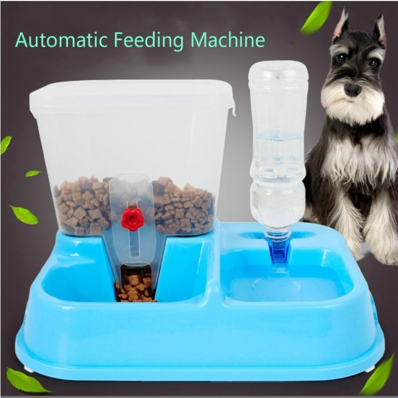 Pet Dog Dual Port Feeder Waterer Machine Drinking Basin Bowl