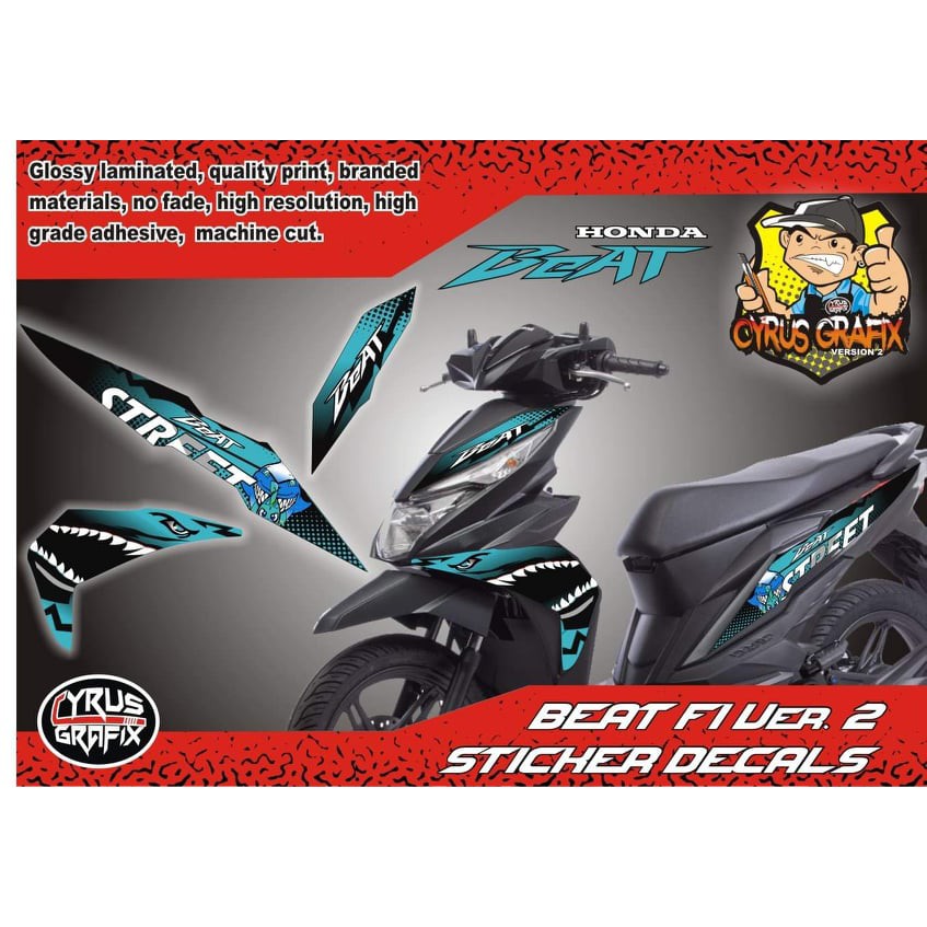 Honda Beat Fi Version 2 Shark Stock Decals Shopee Philippines