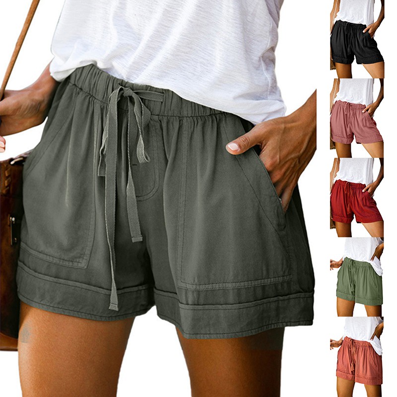 high waisted elastic shorts