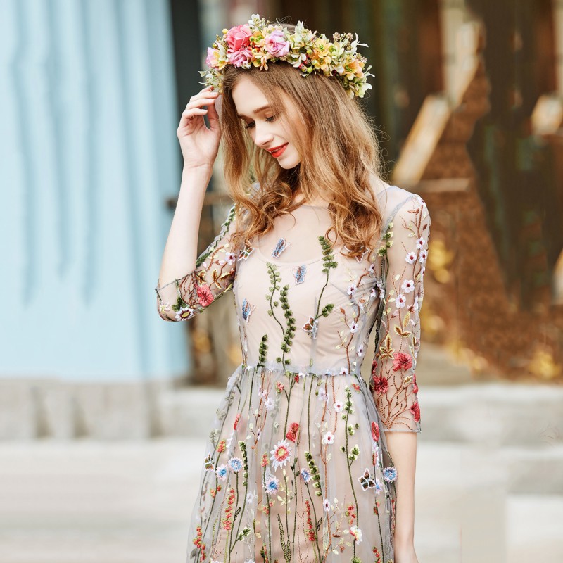 sheer embroidered maxi dress