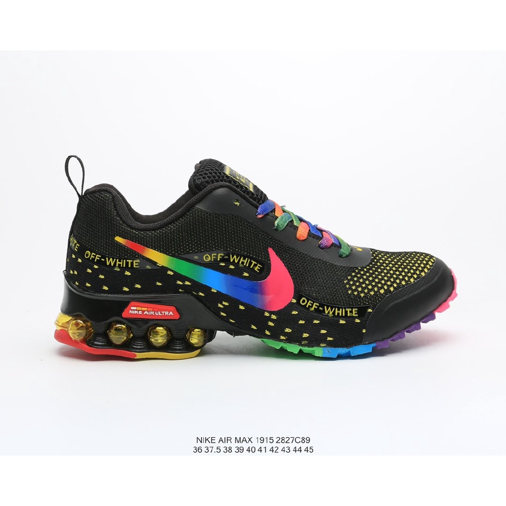 black nike shoes with rainbow colors
