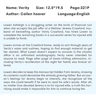 Verity By Colleen Hoover Psychological Thrillers Romantic Suspense Suspense Thrillers Adult Novel In English #2