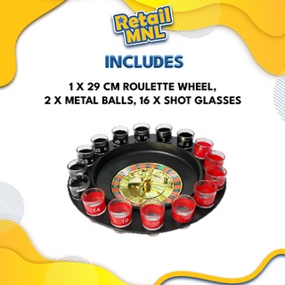 Retailmnl Shot Glass Roulette Drinking Game Set Glasses Beer Game 2 Balls and 16 Glasses