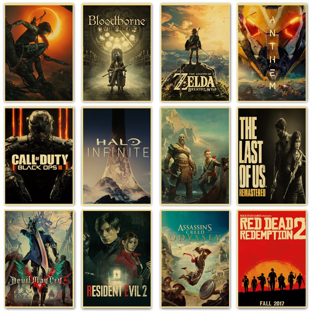 Game series retro posters kraft paper posters used to decorate bars