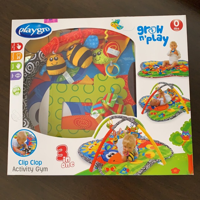 playgro clip clop activity gym with music
