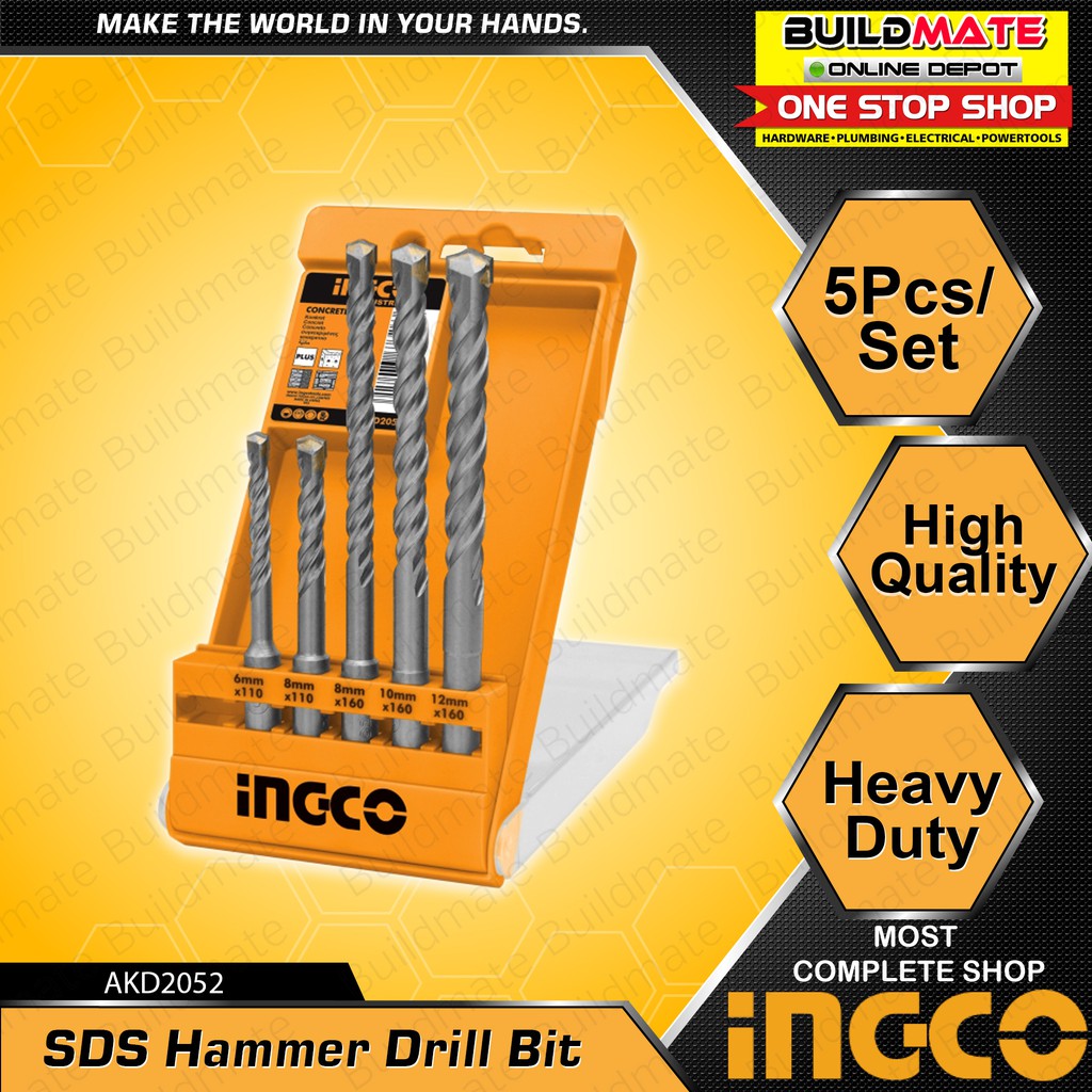 INGCO SDS PLUS Hammer Drill Bits Set 5PCS/SET AKD2052 •BUILDMATE• IHT
