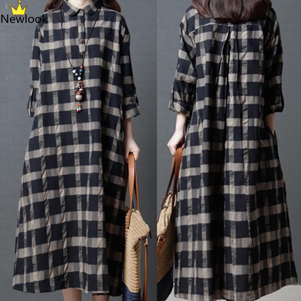 checked dress new look