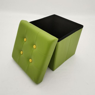 Flitch Home Pack of 2 Collapsible Faux Leather Storage Ottoman (Green + Yellow Combo) #5