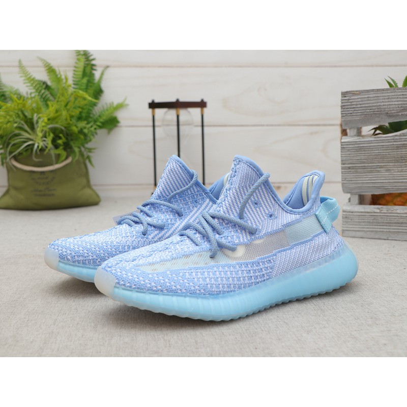 blue static yeezys