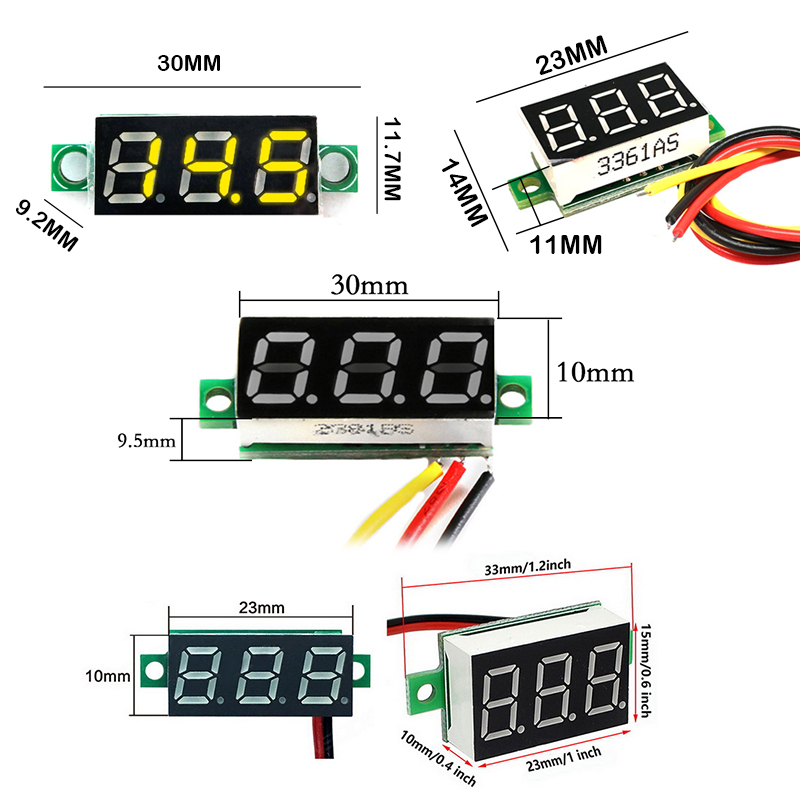 ✨ 1 0.28in Mini DC 0-100V 3-Wire Voltmeter LED Display Digital Panel Meter 