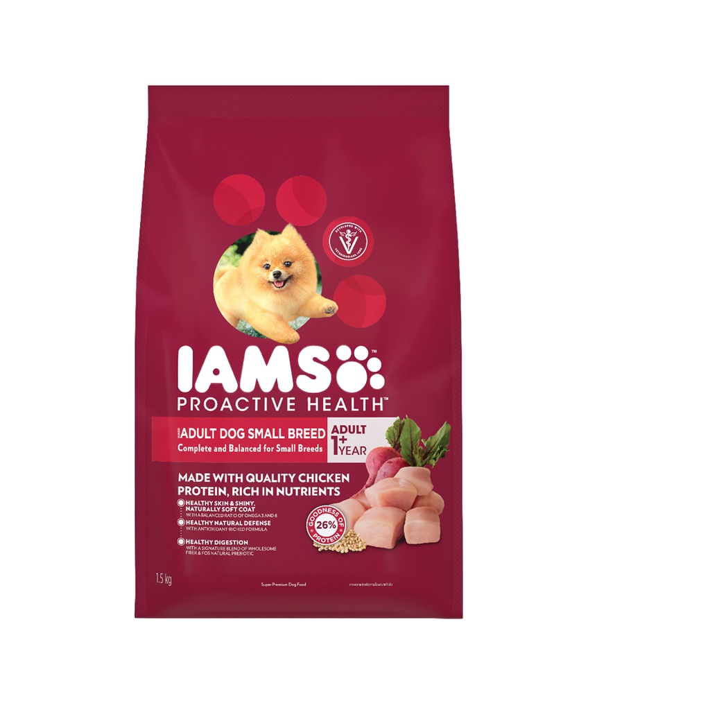 IAMS Proactive Health – Premium Dog Food for Adult Small Breeds, 1.5kg. Dry Dog Food (Chicken) for D