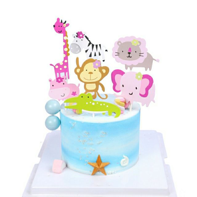 baby jungle animal cake toppers