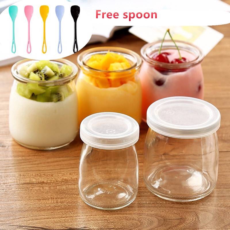100ml/200ml Glass Yogurt Container Airtight seal With Lids Glass Jars With Lids Yoghurt Jars