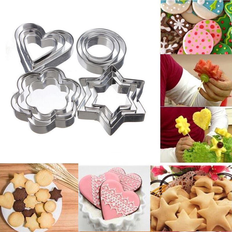 3pcs Stainless Steel Biscuit Cookie Cutter Cake Pastry Fondant Mould Kitchen Party DIY Baking Tool