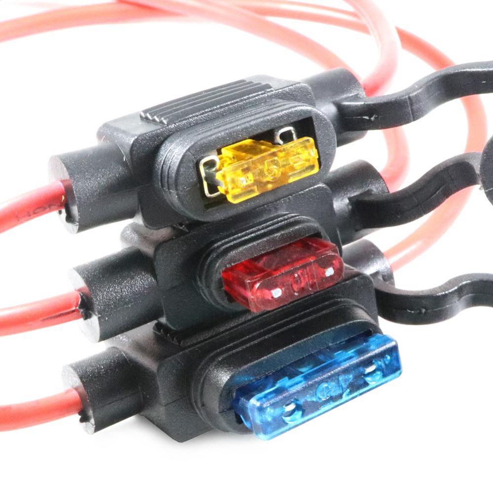 Micro Waterproof Small Auto Fuse Holder 16AWG and Car Blade Fuse 15A