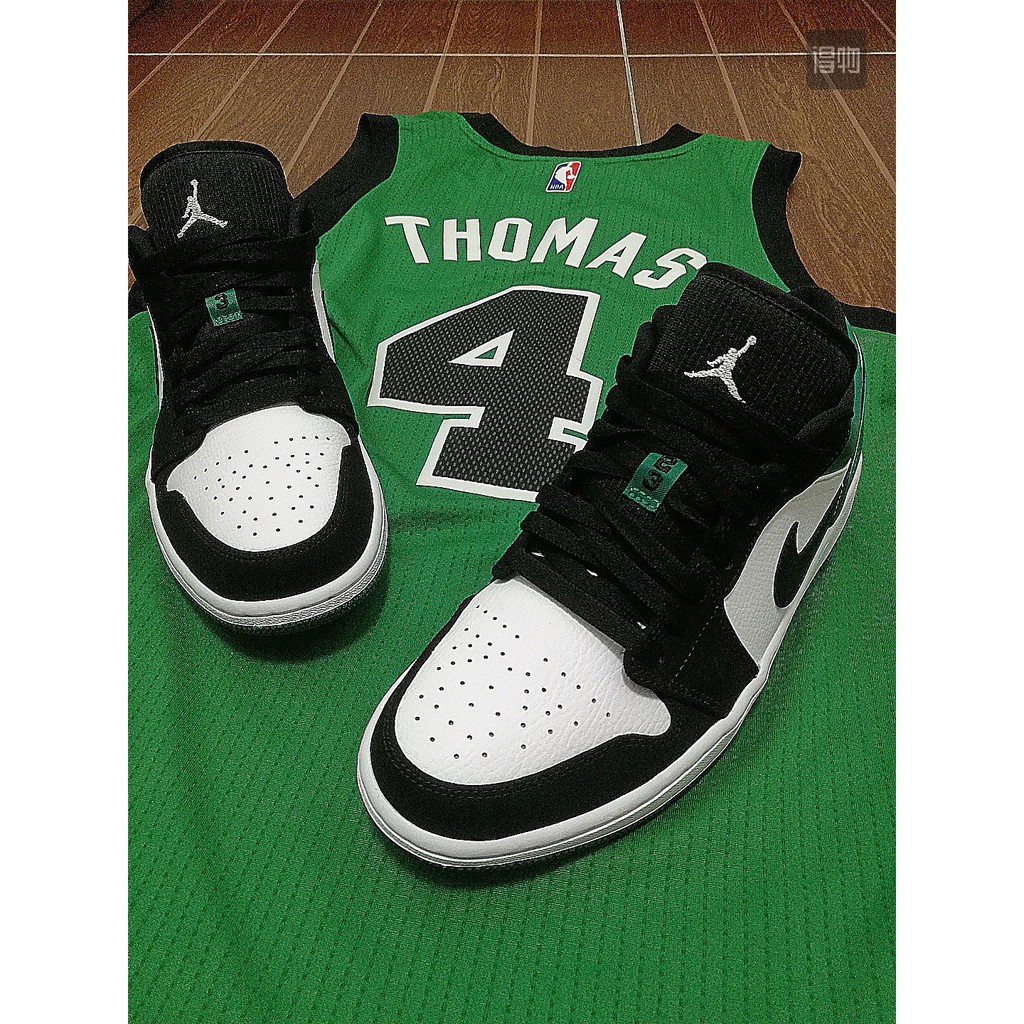 Nike Air Jordan 1 Low Cut Black Toe Men Shoes Black Green White Shopee Philippines
