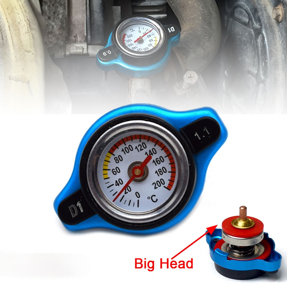 0.9 Bar Thermostatic Radiator Cap Cover with Water Temp Temperature Gauge for Truck Forklift Trailer 