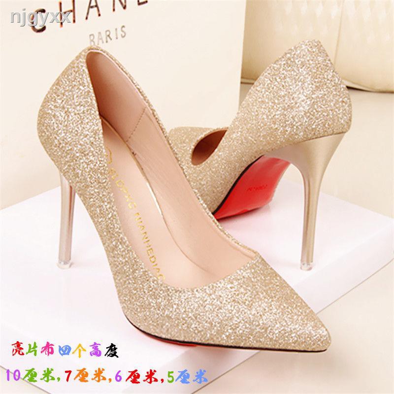 gold glitter high heel shoes