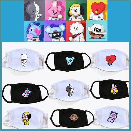 Download Kpop Bts Bt21 Cotton Dustproof Mouth Face Mask Cartoon Women Men Face Mouth Masks Shopee Philippines PSD Mockup Templates