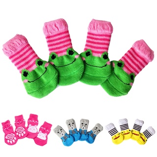 4Pcs Cute Pet Dog Socks Print Anti-Slip Cats Puppy Shoes Socks Cotton Soft Indoor Wear Pet Socks #6