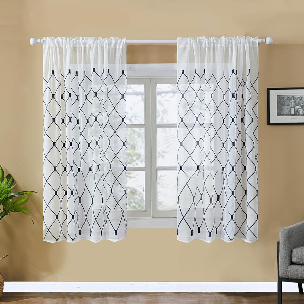 Topfinel Geometric Sheer Curtains Modern Short Window Curtains Drape For Kitchen Living Room Bedroom Shopee Philippines