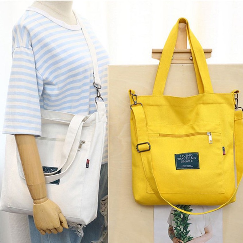 Korean Canvas Bag (Design No.1) Shoulder Crossbody Tote bag With 2