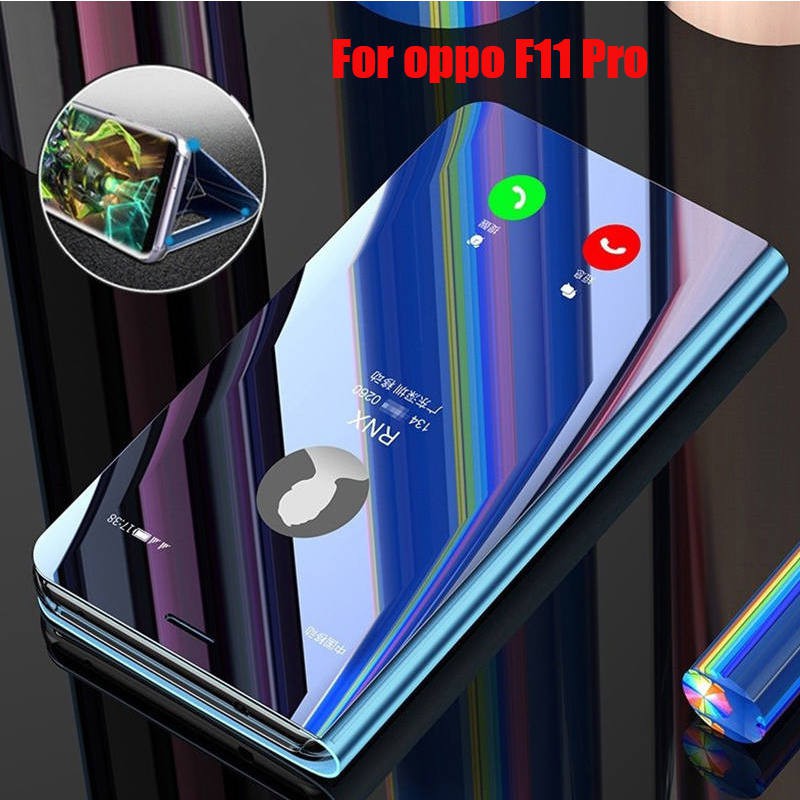 Oppo F11 Pro F11pro Plating Mirror Leather Flip Case Back Cover Phone Casing Stand Shopee