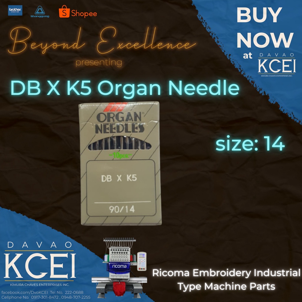 DB X K5 Organ Needle for Embroidery Machine (Industrial Type