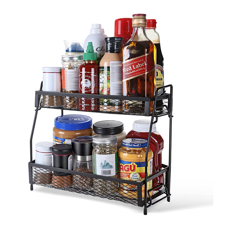 Desktop Double Layer Storage Rack Detachable Iron Kitchen Spice Rack ...