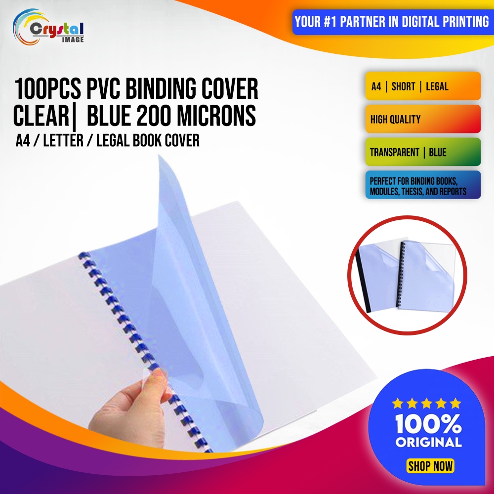 100pcs Officom PVC Binding Cover Clear | Blue 200microns A4 | Short ...