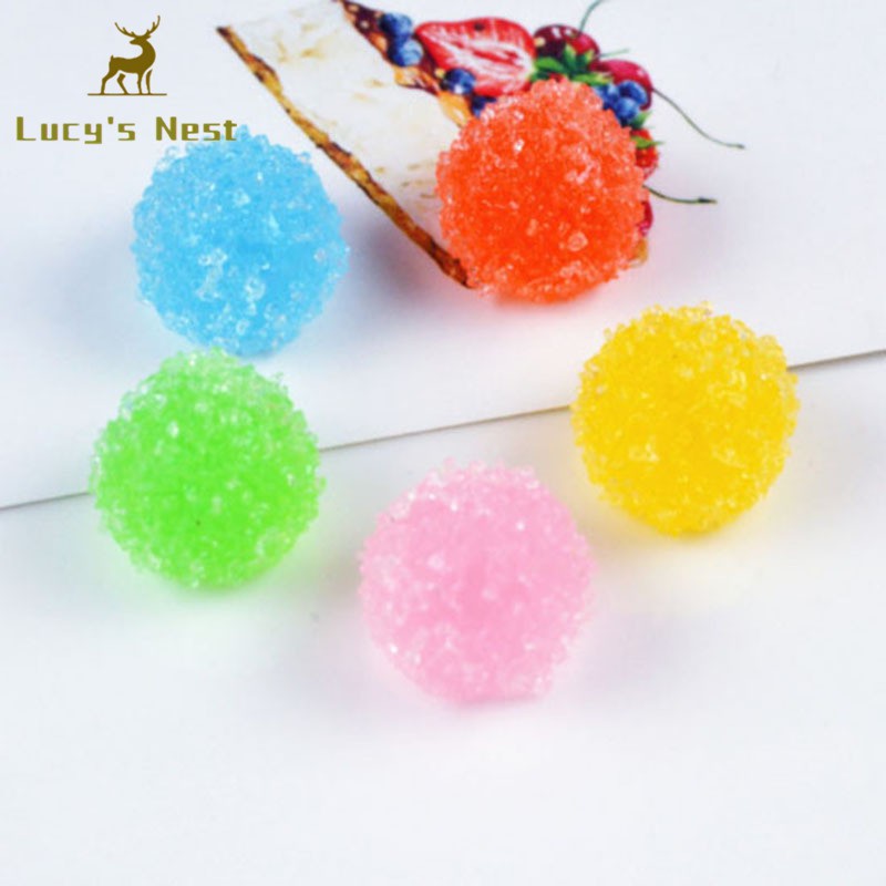 5 Pcs Kawaii Resin Round Artificial Candy Cabochon For Diy