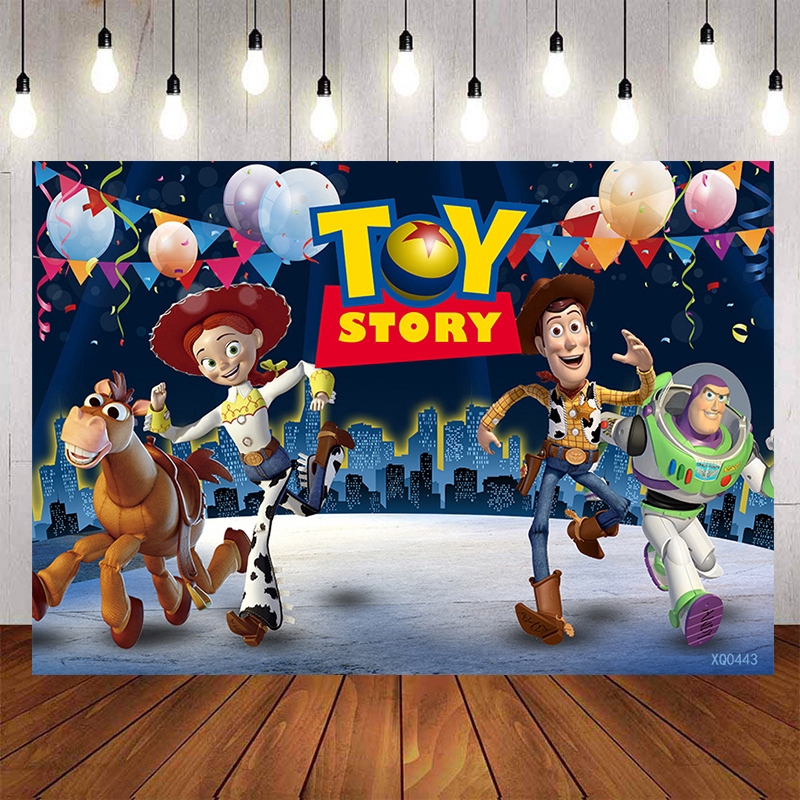 Toy Story Backdrop For Kids Balloon Ribbon Cartoon Birthday Party