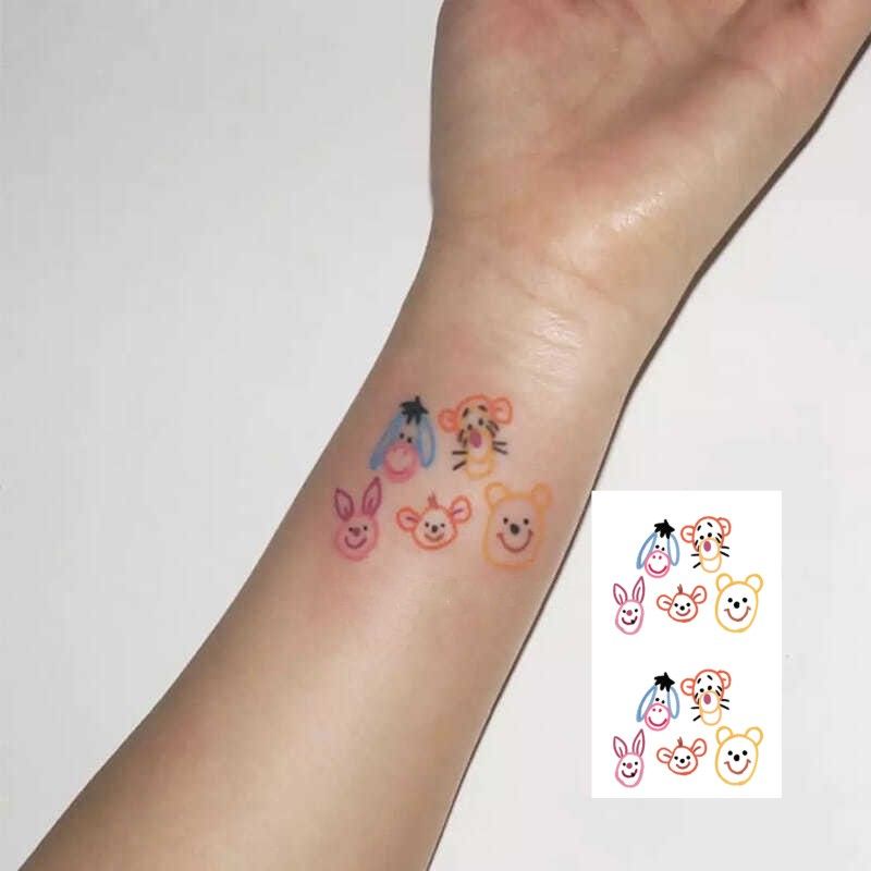 ☆Tattoo stickers☆Cute cartoon tattoo stickers Piglet Bear Realistic wrist  tattoo stickers Lasting waterproof | Shopee Philippines
