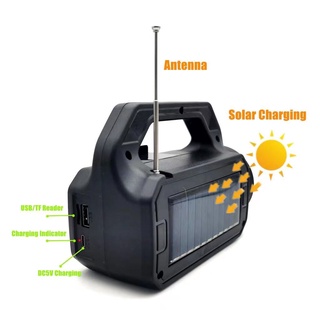 KUKU T-5291 portable solar bluetooth speaker, FM radio with antenna, multi-function flashlight